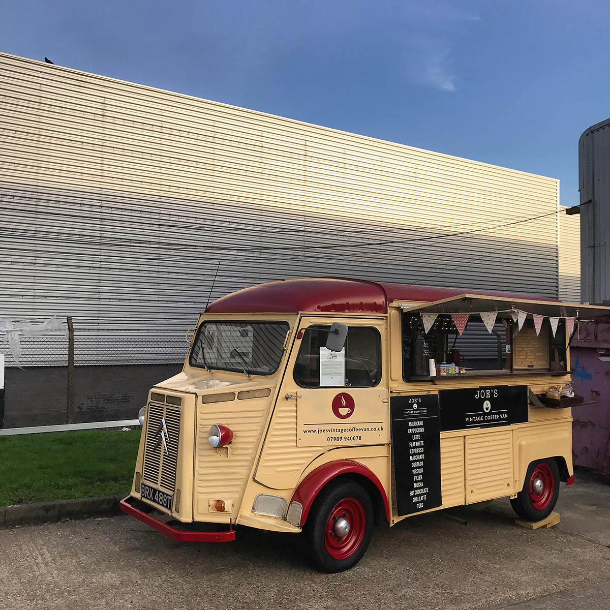 Our Citroën H camionette serving coffee on location